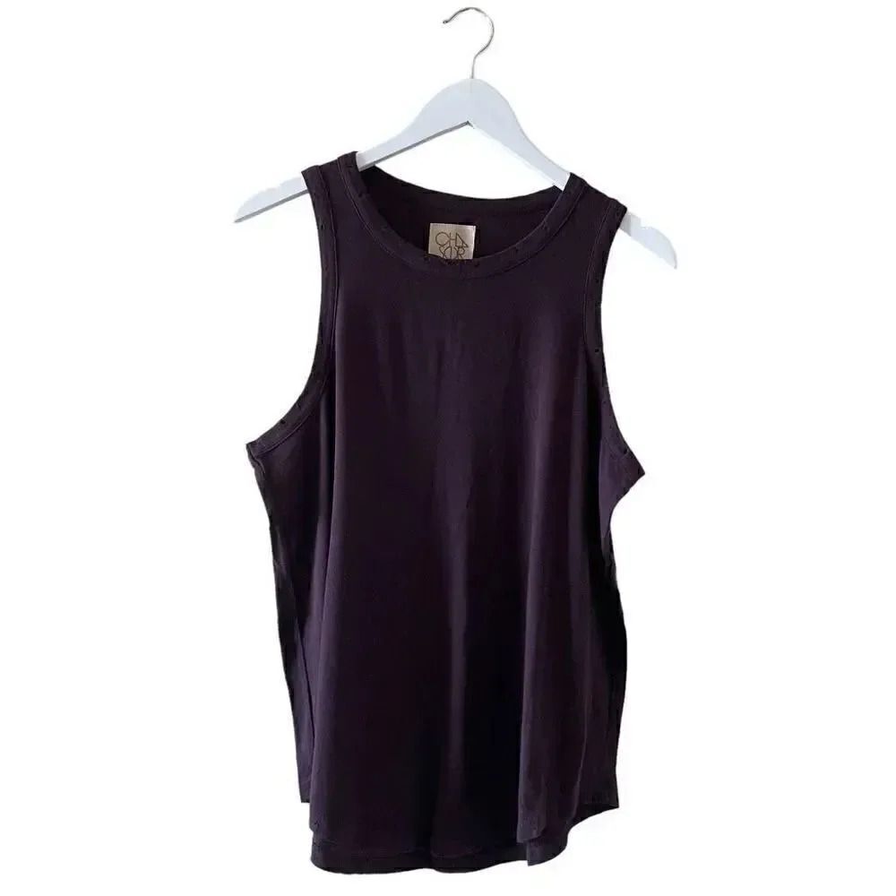 Chaser CREW NECK MUSCLE TANK Blueberry Festival Bohemian Sleeveless Womens Top S